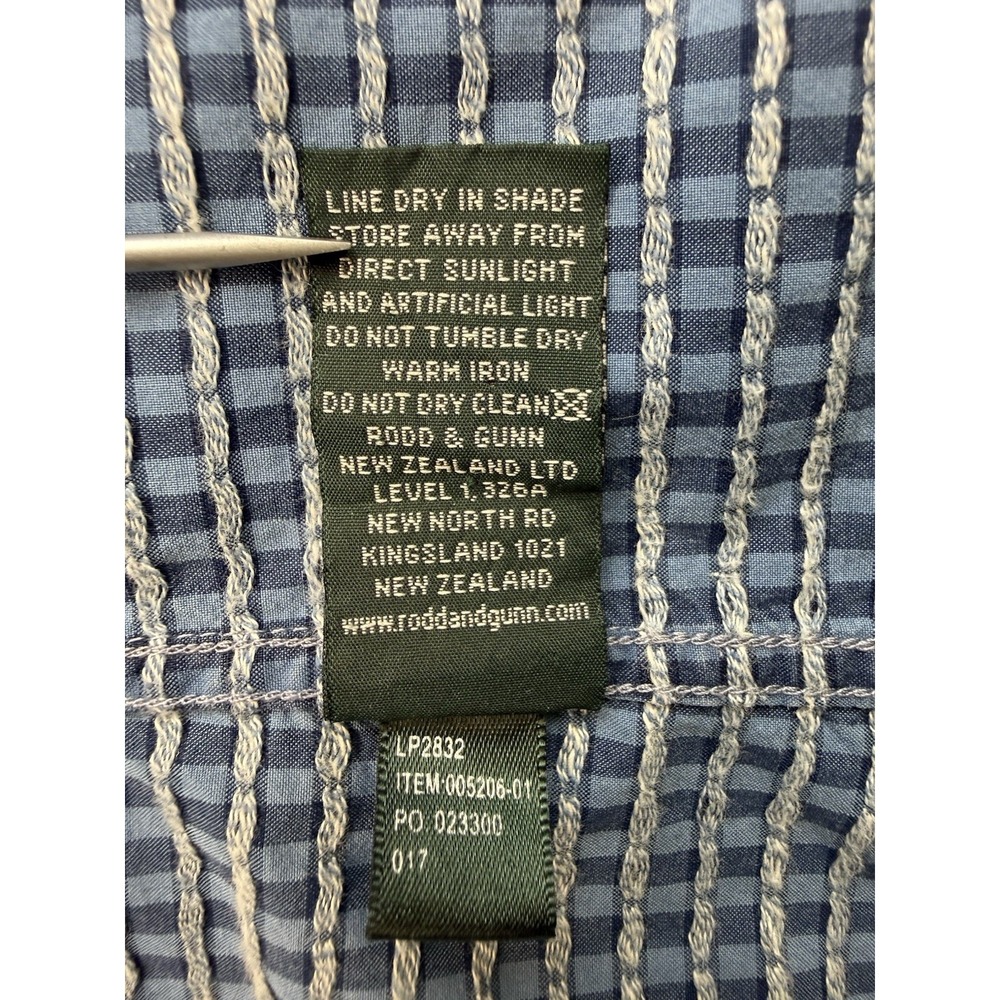 Rodd & Gunn Sports Fit Shirt Mens L Blue Check Short Sleeve Cotton Woven Italy - Picture 7 of 13